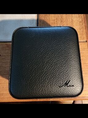 MIA Black Faux Leather Square Jewelry Case 4 X 4" Zip Around NEW
